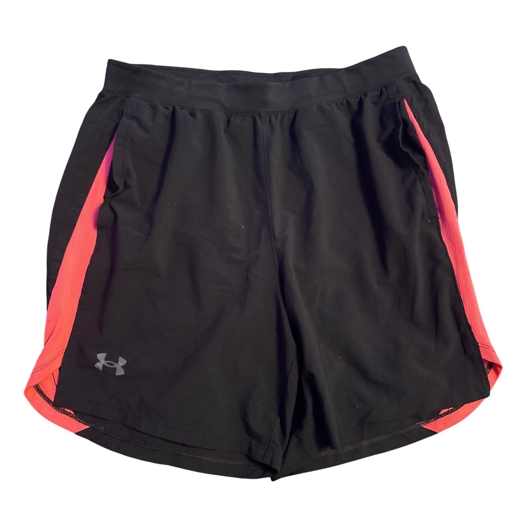 Under Armour Womens Black Pink Long Running Shorts, Size Large